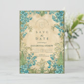 Elegant Art Nouveau Floral Wedding Save The Date (Stehend Vorderseite)