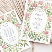 Elegant Art Nouveau Pink Rose Floral Wedding Einladung