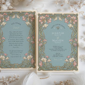 Elegant Art Nouveau Pinnk Lily Wedding Einladung