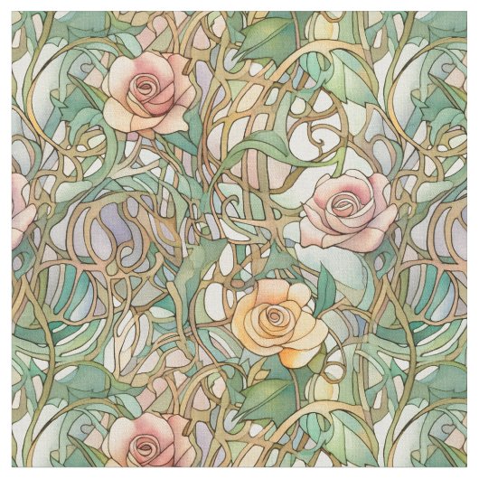 Elegant art nouveau roses stoff (Nahaufnahme)