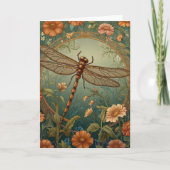 Elegant Art Nouveau Spring green Dragonfly Karte (Vorderseite)
