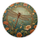 Elegant Art Nouveau Spring green Dragonfly Keramikknauf (Vorderseite)
