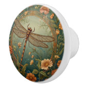 Elegant Art Nouveau Spring green Dragonfly Keramikknauf (Rechts)