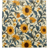 Elegant Art Nouveau Sunflower Pattern Duschvorhang (Vorderseite)