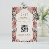 Elegant Art Nouveau Wedding RSVP Card with QR Code Einladung (Stehend Vorderseite)