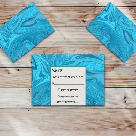 Elegant Artistic Blue Abstrakt Paint Wedding RSVP Karte