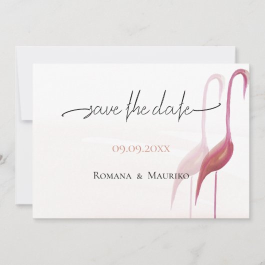 Elegant Artistic Flamingo Save The Date (Vorderseite)