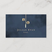 Elegant Artistic Monogram Navy Blue Gold Visitenkarte (Vorderseite)