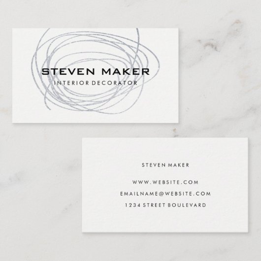 Elegant Artistic Scribble Visitenkarte (Vorne/Hinten)