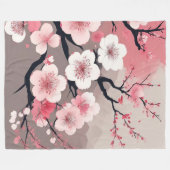Elegant Asian Cherry Blossom Oriental Fleecedecke (Vorderseite (Horizontal))