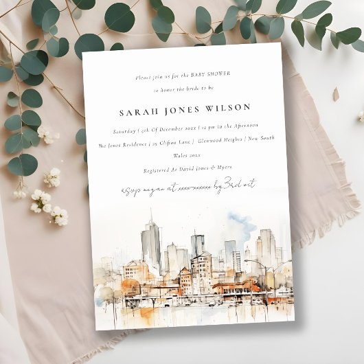 Elegant Atlanta Georgia Landscape Baby Shower Einladung