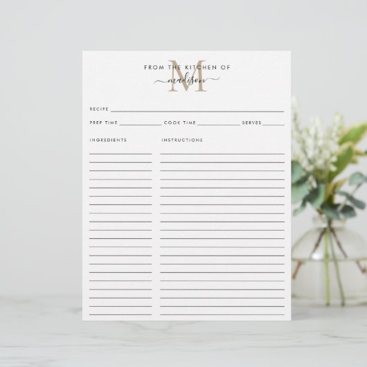 Elegant aus der Küche der Gold Monogram Rezept (Stehend Vorderseite)