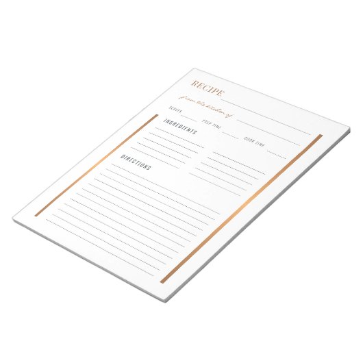 Elegant aus der Küche des leeren Rezept Blatt Notizblock (angewinkelt)