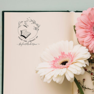 Elegant aus der Vogelbibliothek handgezeichnet Büc Gummistempel