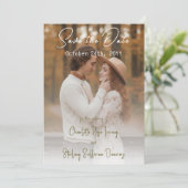 Elegant Autumn 2 Photo Script Save The Date Einladung (Stehend Vorderseite)