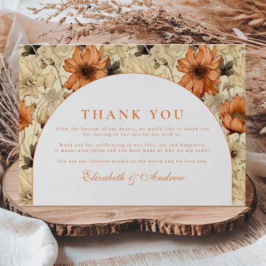 Elegant Autumn Botanical Wedding Dankeskarte