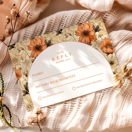 Elegant Autumn Botanical Wedding RSVP Karte