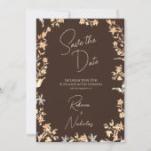 Elegant Autumn Copper Wildflowers Script 2 Photo Save The Date (Vorderseite)