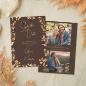Elegant Autumn Copper Wildflowers Script 2 Photo Save The Date
