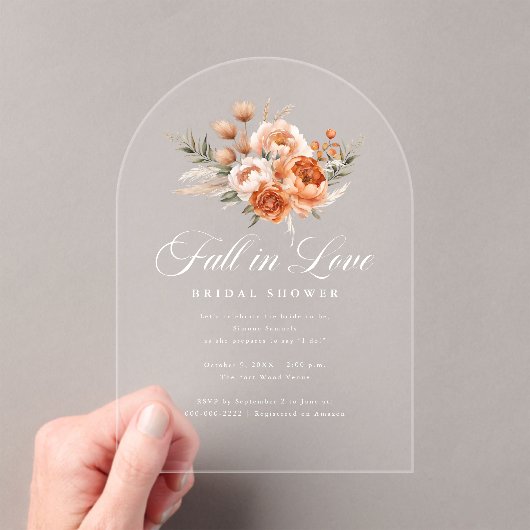 Elegant Autumn Fall In Love Bridal Shower Acryleinladungen (Insitu (Handheld))