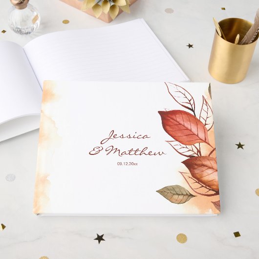 Elegant Autumn Fall Watercolor Floral Wedding Gästebuch