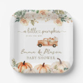 Elegant Autumn Floral Pumpkin Truck Baby Shower Pappteller (Vorderseite)