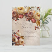 Elegant Autumn Floral Thanksgiving Invitation Einladung (Stehend Vorderseite)
