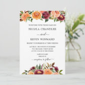 Elegant Autumn Floral Wedding Einladung (Stehend Vorderseite)