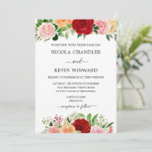 Elegant Autumn Floral Wedding Einladung (Stehend Vorderseite)