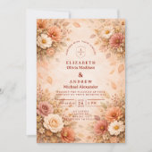 Elegant Autumn Flower Wedding Einladung (Vorderseite)