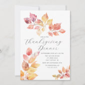 Elegant Autumn Leaves Thanksgiving Einladung (Vorderseite)