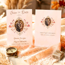 Elegant Autumn Leaves Vintage Watercolor 2 Photo Save The Date