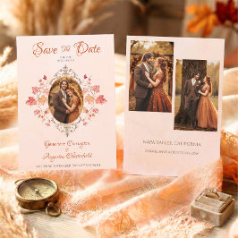 Elegant Autumn Leaves Vintage Watercolor 3 Photo Save The Date