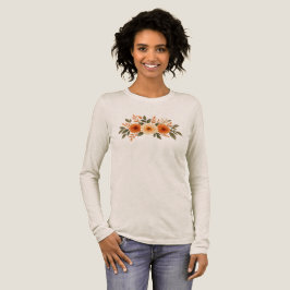 Elegant Autumn Pumpkin and Eucalyptus Watercolor Tri-Blend Shirt