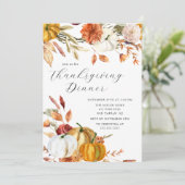 Elegant Autumn Pumpkins Thanksgiving Einladung (Stehend Vorderseite)