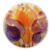 Elegant Autumn Purple Orange Yellow Leaves  Keramikknauf (Vorderseite)