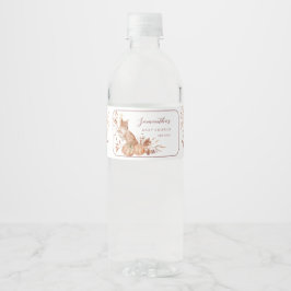 Elegant Autumn Terracotta Baby Fox Pumpkin Wasserflaschenetikett