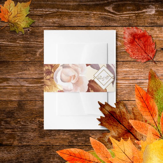 Elegant Autumn Watercolor Floral Wedding  Einladungsbanderole