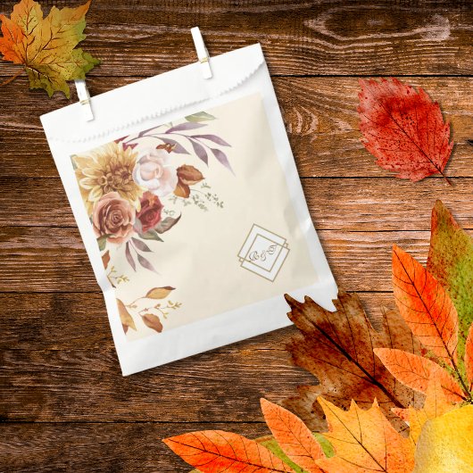 Elegant Autumn Watercolor Floral Wedding Geschenktütchen