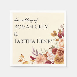 Elegant Autumn Watercolor Floral Wedding Serviette