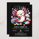 Elegant Axolotl Editable Birthday Einladung (Vorne/Hinten)