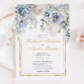 Elegant Azure Blue Floral Wedding Einladung