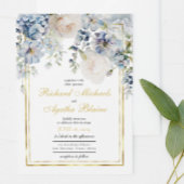 Elegant Azure Blue Floral Wedding Einladung