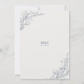 Elegant Azure Floral Wreath Monogram Wedding Einladung (Rückseite)