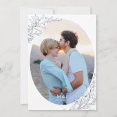 Elegant Azure Ivory Floral Monogram Foto Wedding Einladung (Rückseite)