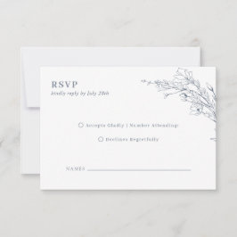 Elegant Azure Ivory Floral Wreath Monogram Wedding RSVP Karte