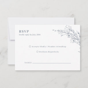 Elegant Azure Ivory Floral Wreath Monogram Wedding RSVP Karte