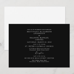 Elegant B/W No Parents Listed Wedding Invitation Einladung