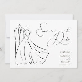 Elegant B&W Tux & Dress Hochzeit Save The Date