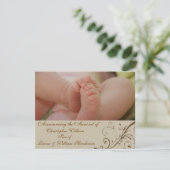Elegant Baby Announcement Ankündigung (Stehend Vorderseite)